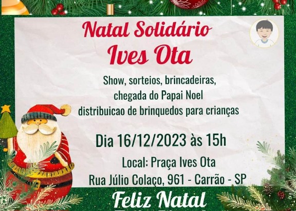 Natal Solidário, uma ação que distribui alegria para as crianças no natal.